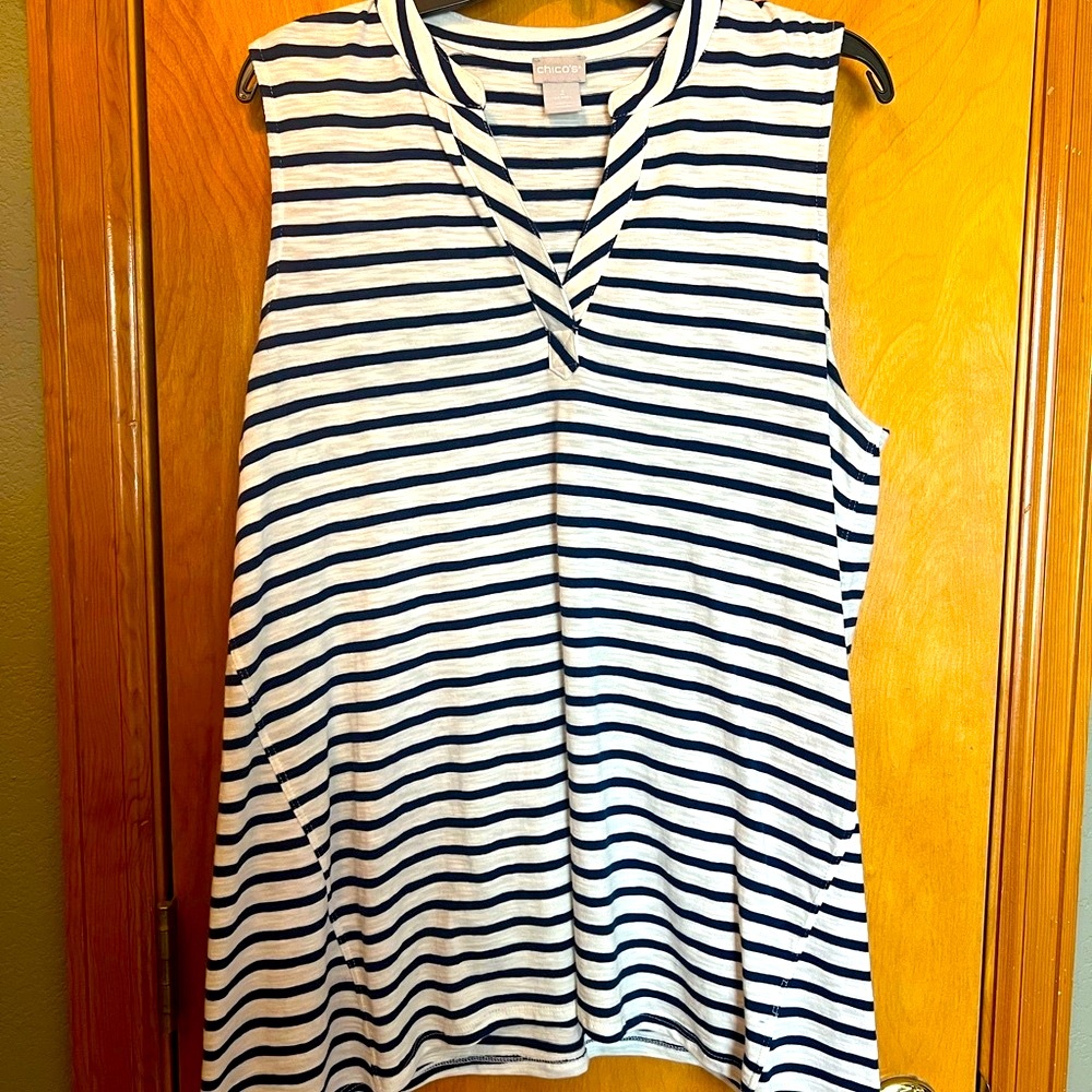 Chico's Blue and White Striped Tank Top